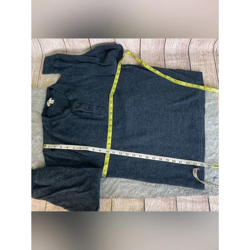 J. Crew Men's Navy Heathered Henley Knit Sweater 100% Cotton Size M